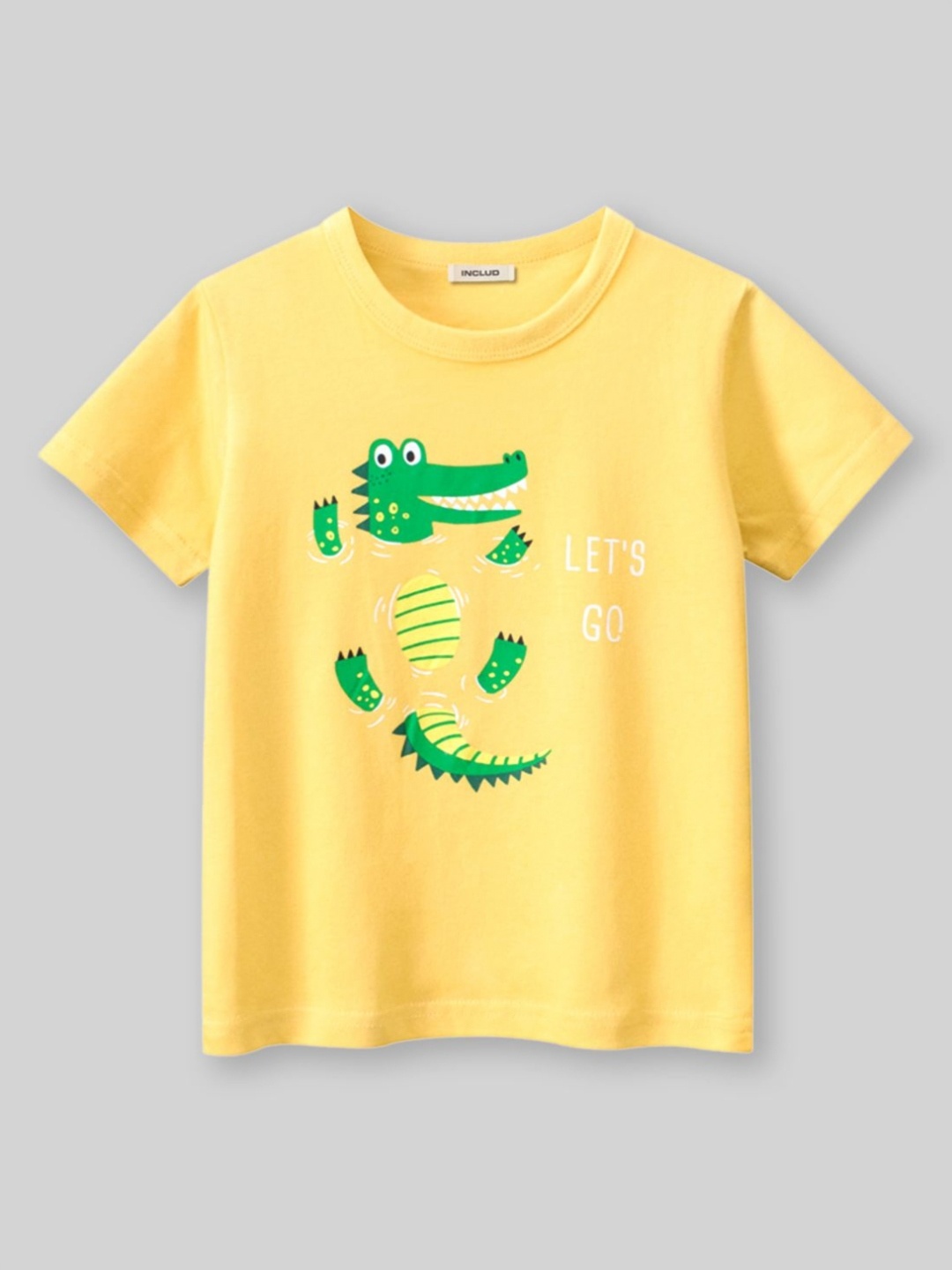 

INCLUD Boys Graphic Printed Round Neck Cotton T-Shirt, Yellow