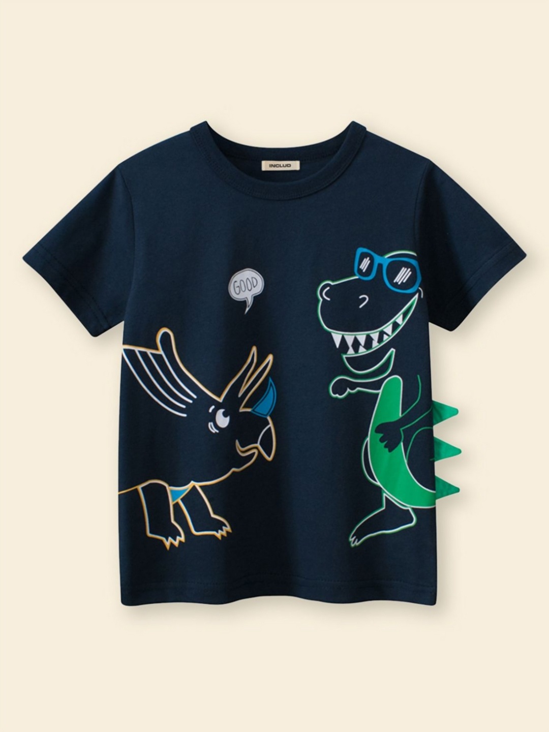 

INCLUD Boys Graphic Printed Round Neck Cotton T-Shirt, Blue