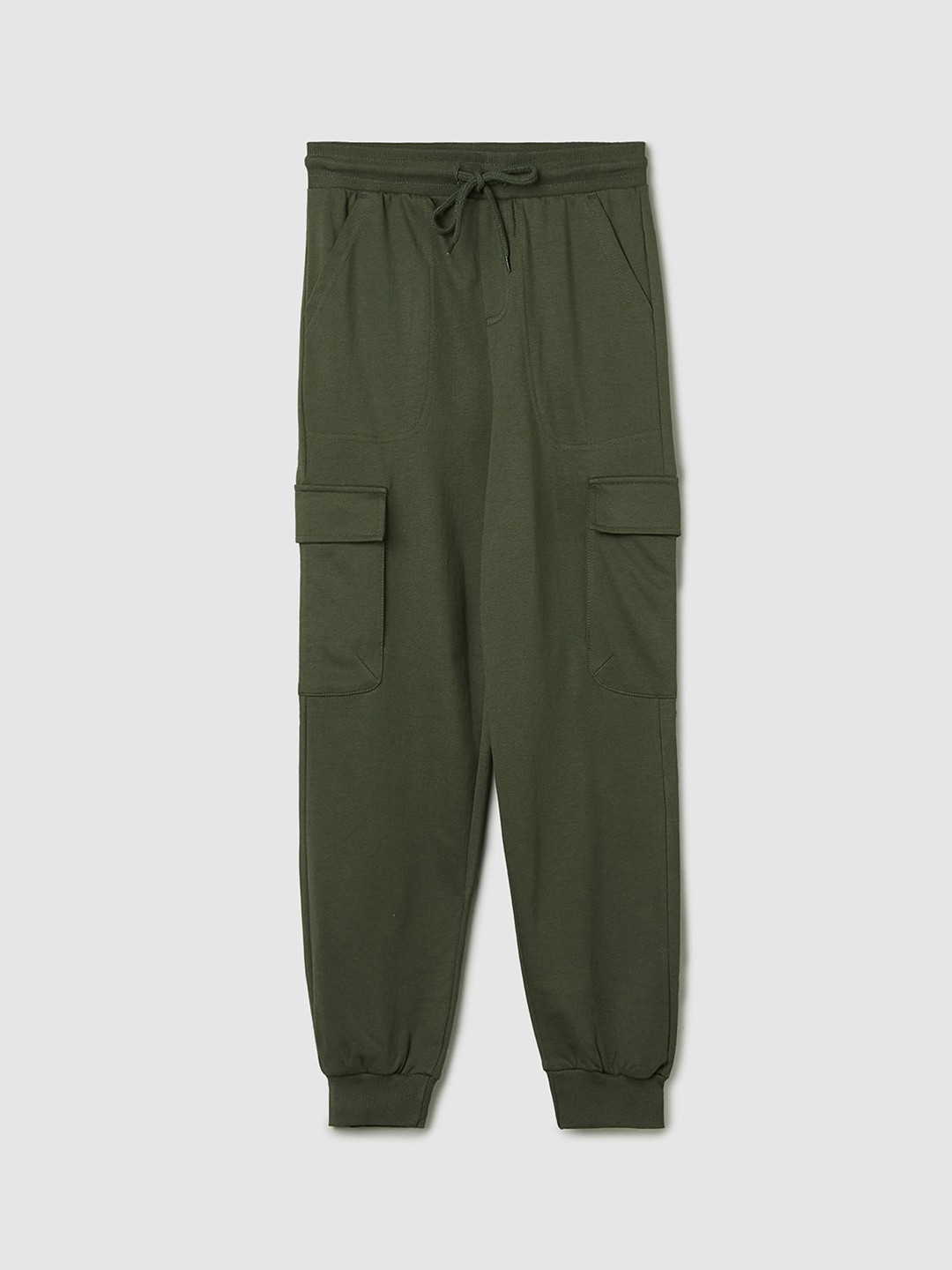 

max Boys Solid Regular Fit Mid Rise Joggers, Green