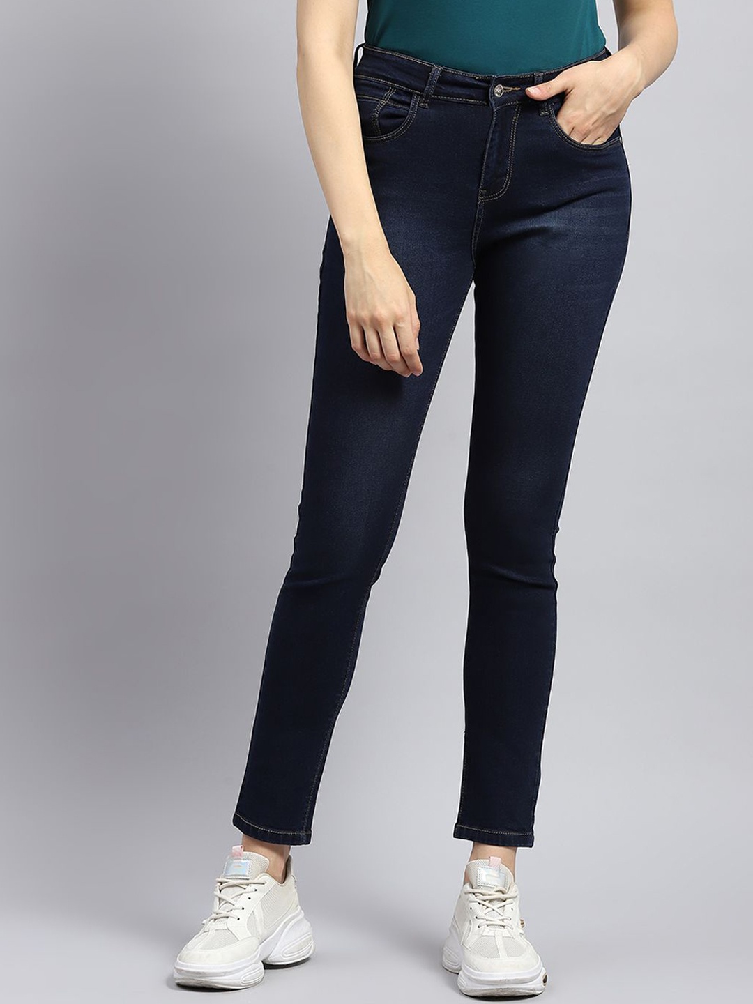 

Monte Carlo Women Mid-Rise Slim Fit Denim Jeans, Blue