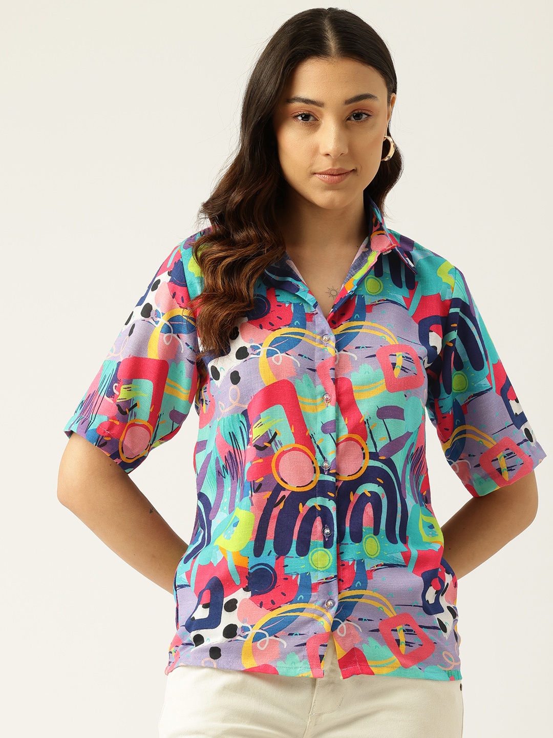 

Rapra The Label Women Electric Graffiti Summer Shirt, Multi