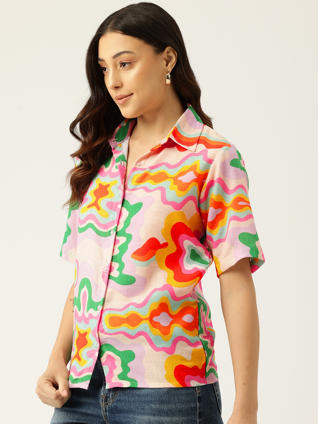 

Rapra The Label Women Surreal Swirls Summer Shirt, Multi