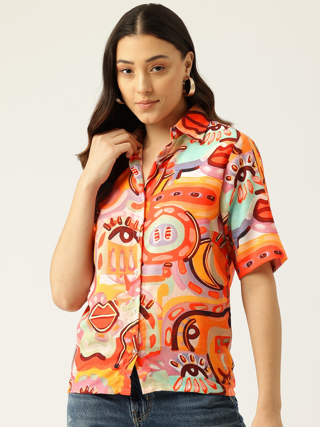 

Rapra The Label Women Visionary Vogue Summer Shirt, Orange