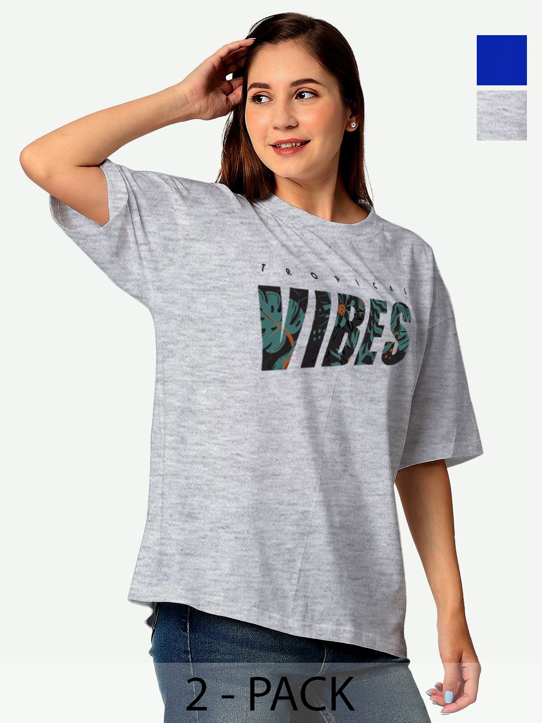 

STATUS MANTRA Women Typography 2 Printed Extended Sleeves T-shirt, Multi