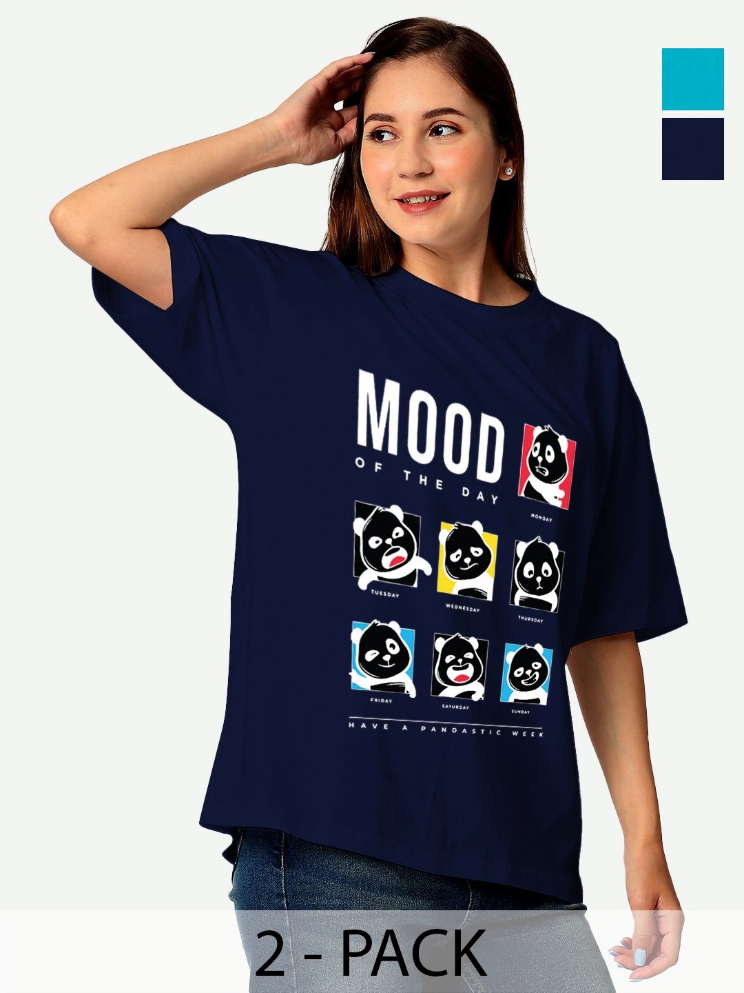 

STATUS MANTRA Women Typography 2 Extended Sleeves Pockets T-shirt, Multi