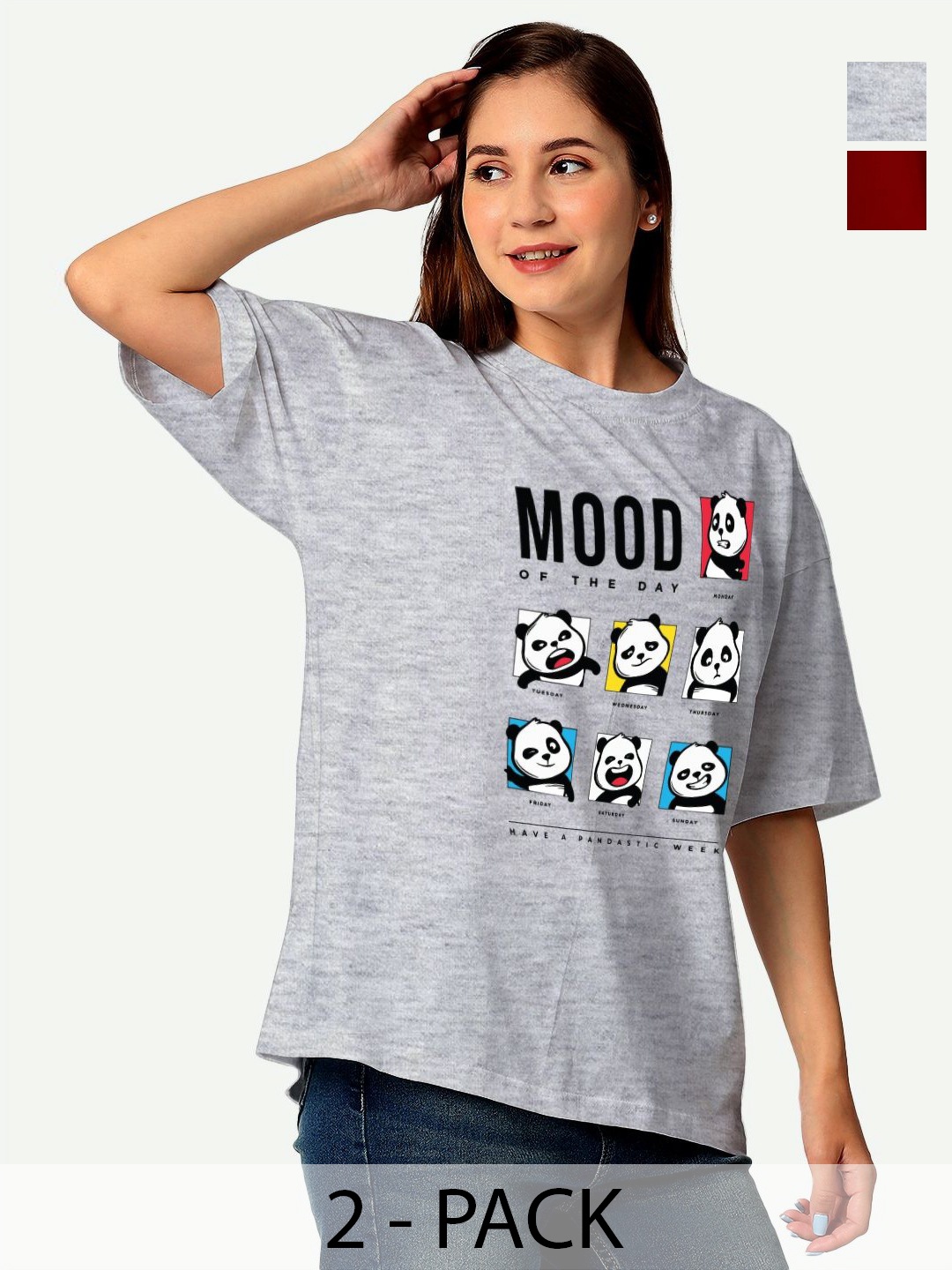 

STATUS MANTRA Women 2 V-Neck Applique T-shirt, Multi