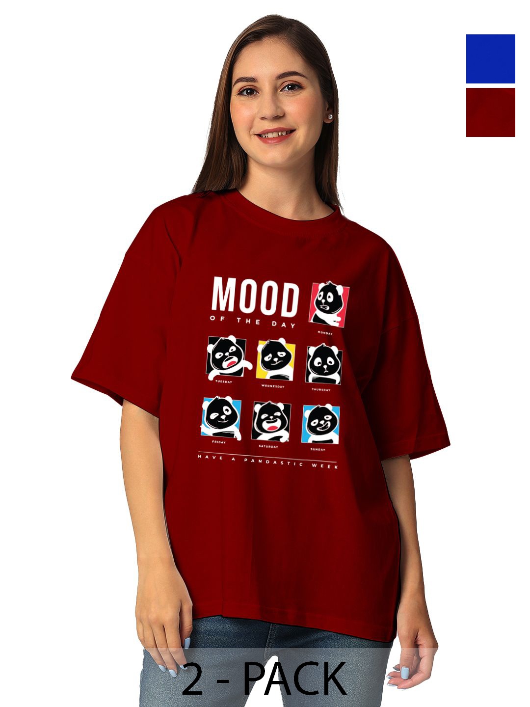 

STATUS MANTRA Women Typography Pockets T-shirt Pack Of 2, Multi