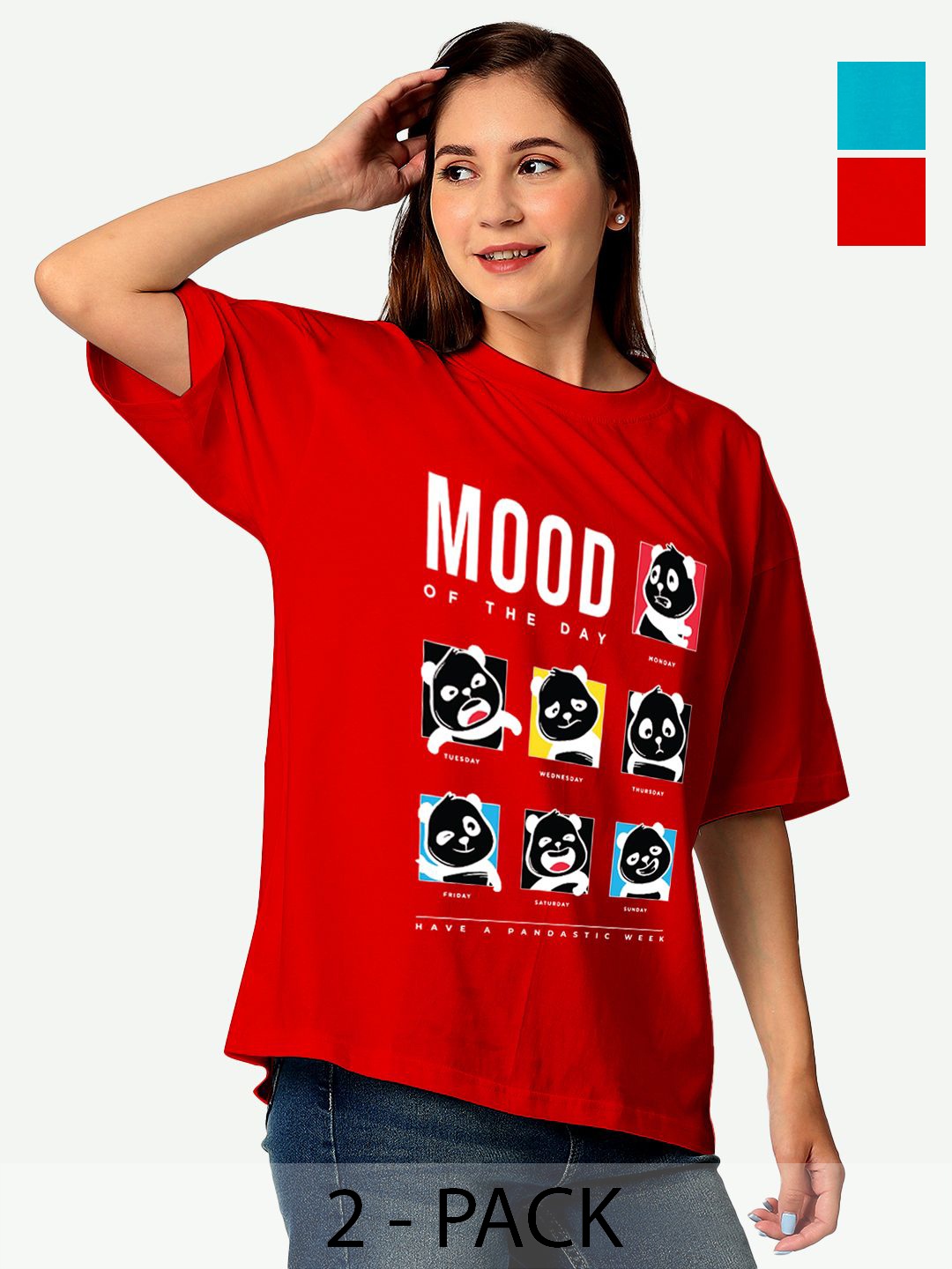 STATUS MANTRA Women Typography Printed Applique T-shirt Pack Of 2, Multi