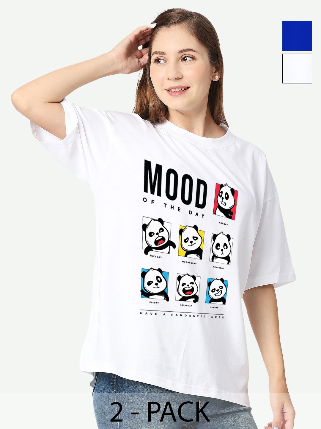 

STATUS MANTRA Women Printed T-shirt Pack Of 2, Multi