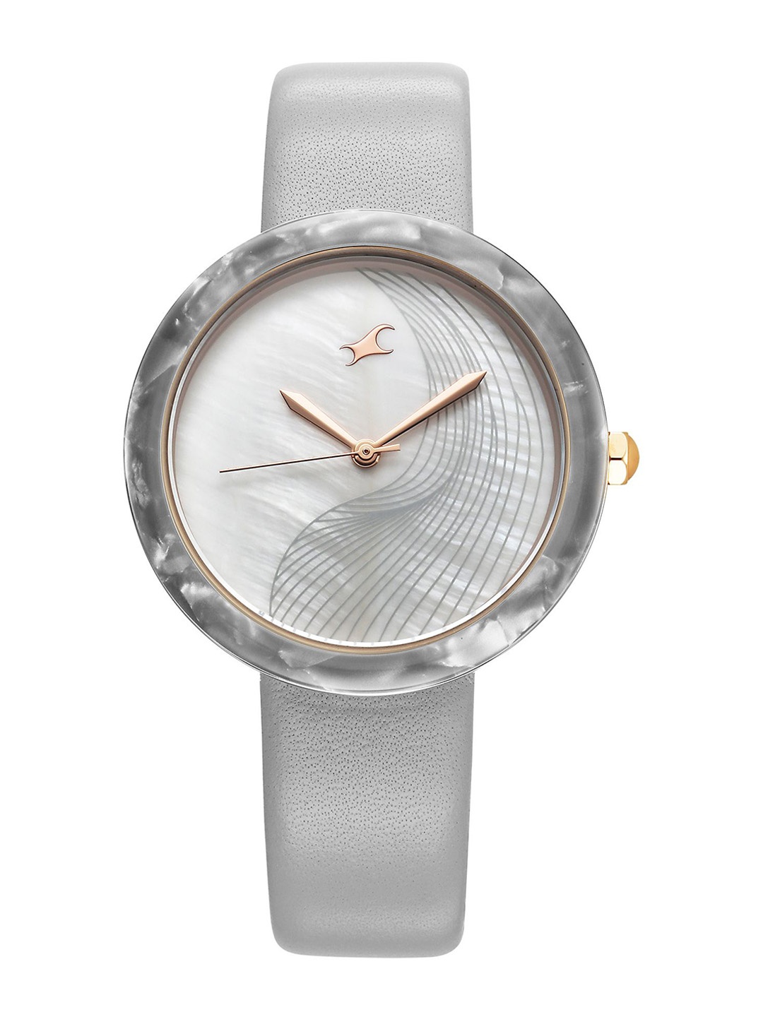 

Fastrack Women Round Printed Dial Leather Straps Analogue Watch 68035KL03, Grey
