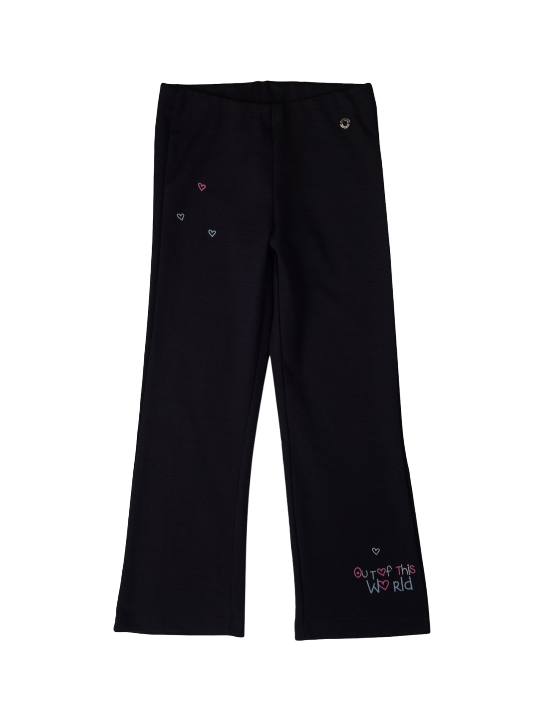 

Gini and Jony Girls Printed Cotton Mid Rise Track Pants, Black