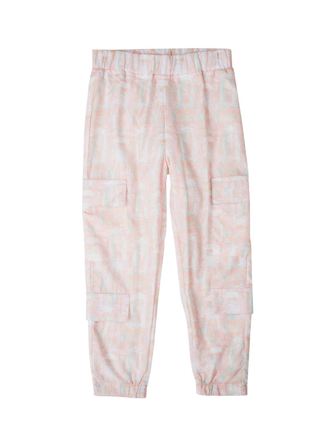 

Gini and Jony Girls Printed Cotton Mid-rise Joggers, Pink