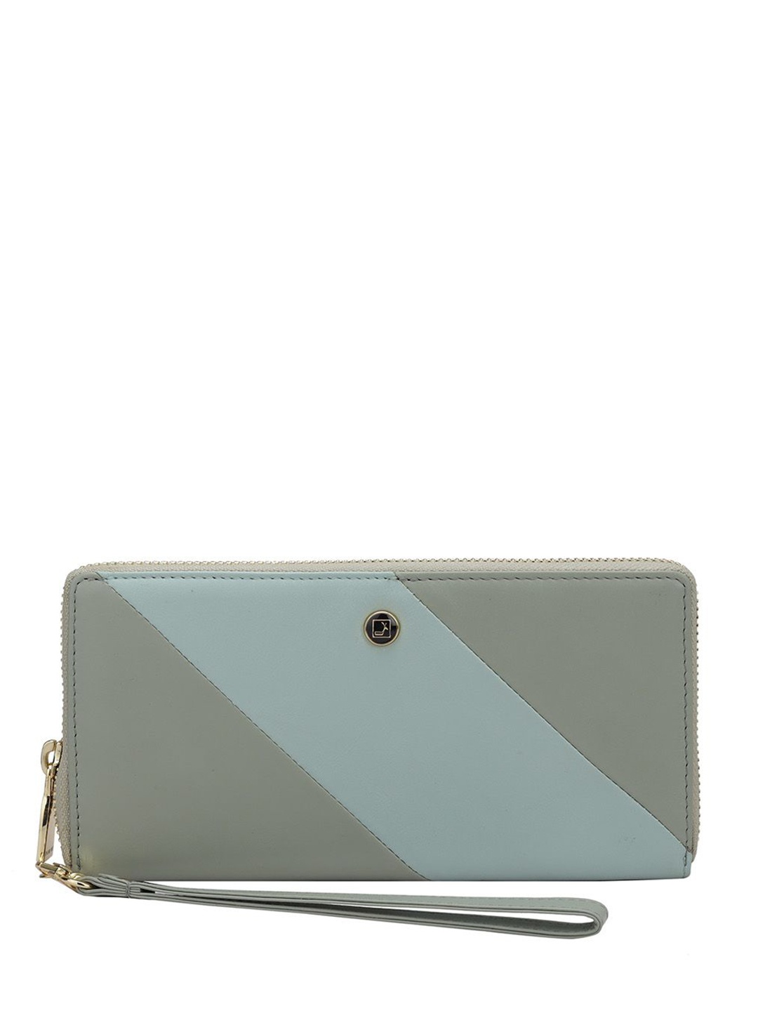 

Da Milano Women Colourblocked Leather Zip Around Wallet, Grey