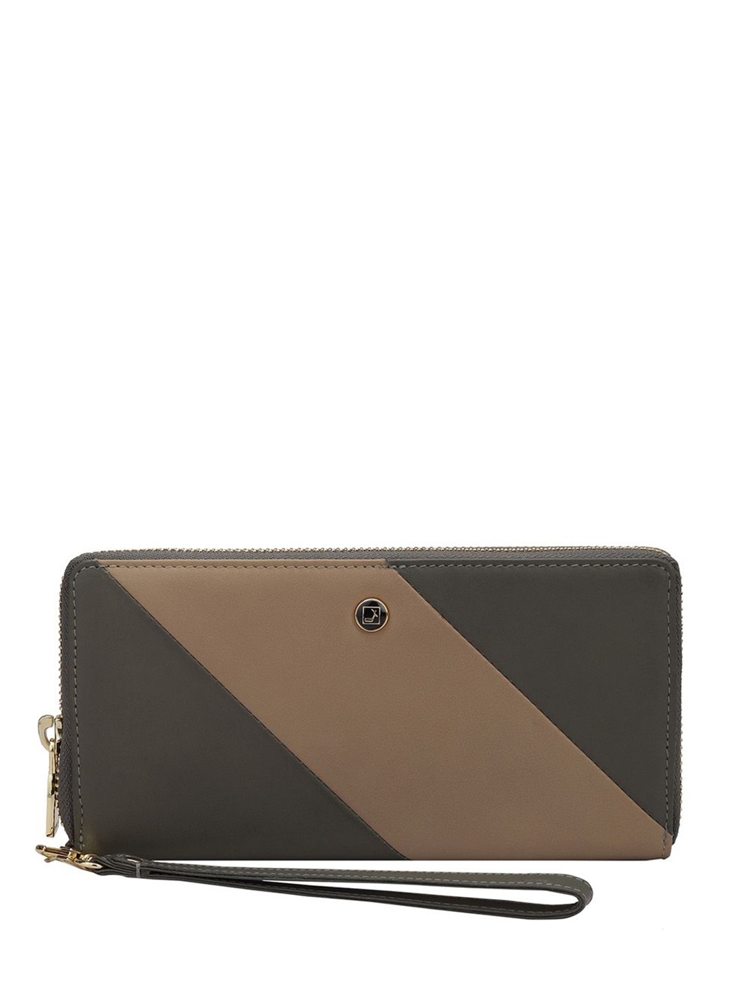

Da Milano Women Colourblocked Leather Zip Around Wallet, Brown