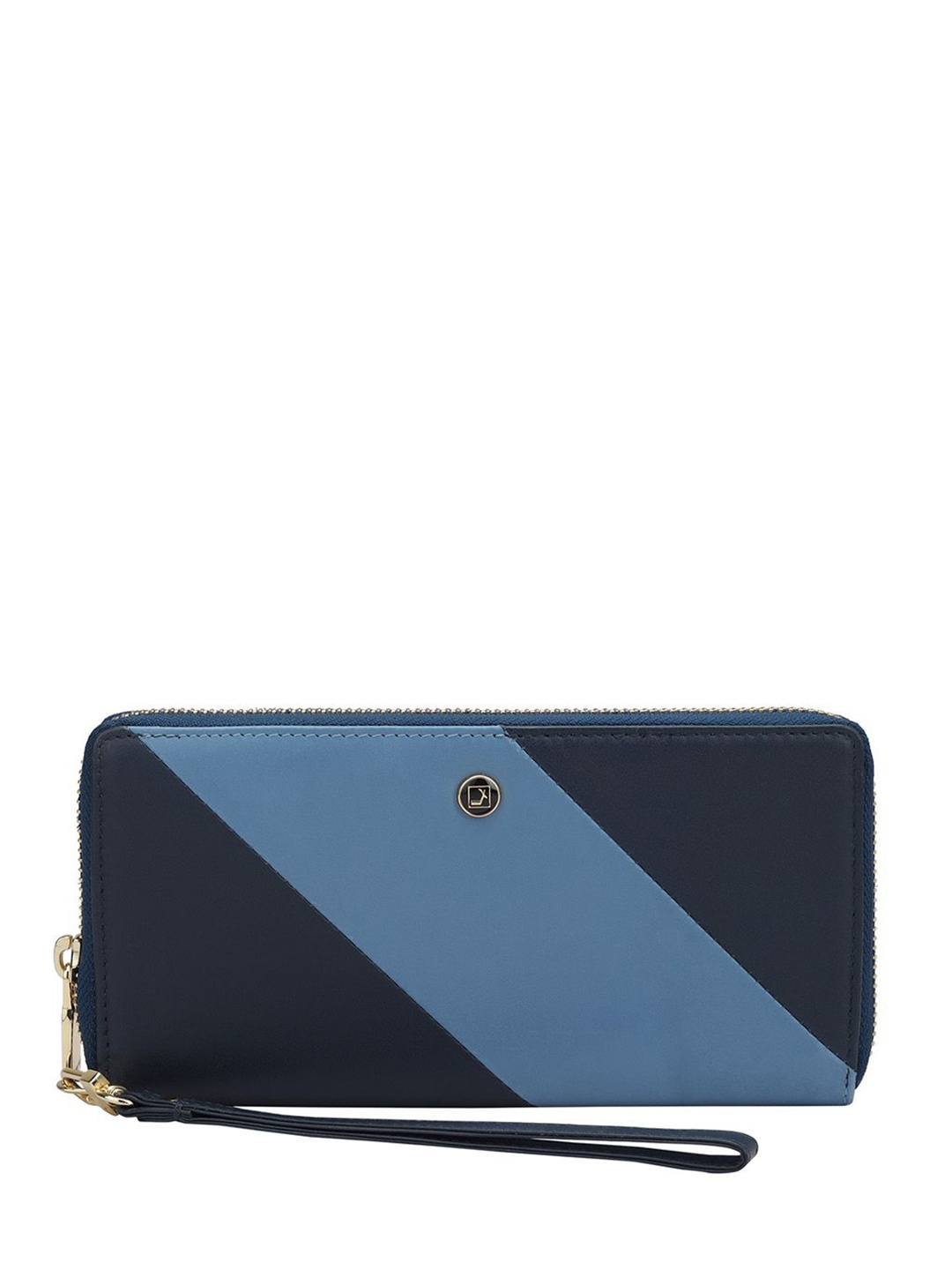 

Da Milano Women Colourblocked Leather Zip Around Wallet, Blue