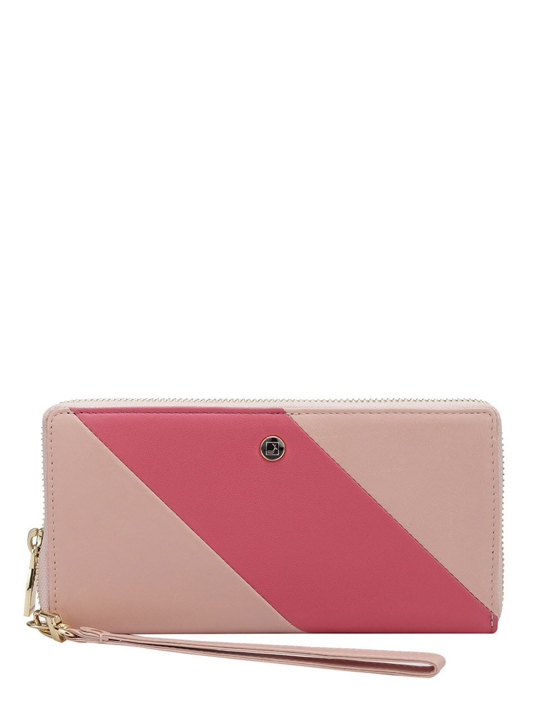 

Da Milano Women Colourblocked Leather Zip Around Wallet, Pink