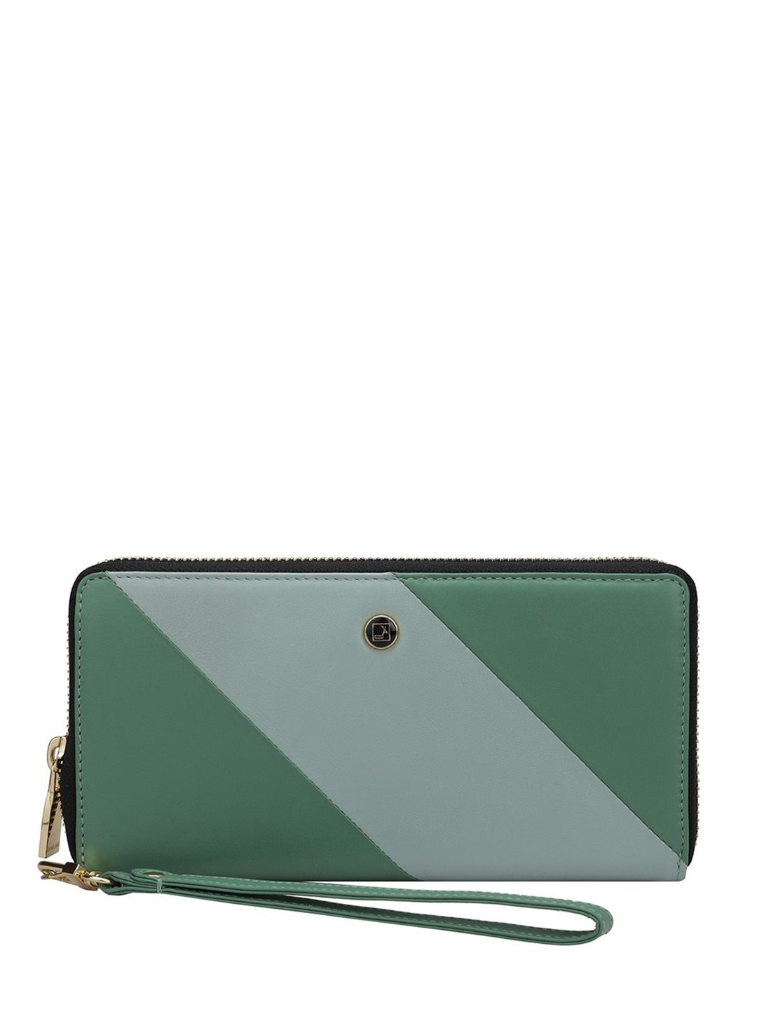 

Da Milano Women Colourblocked Leather Zip Around Wallet, Green