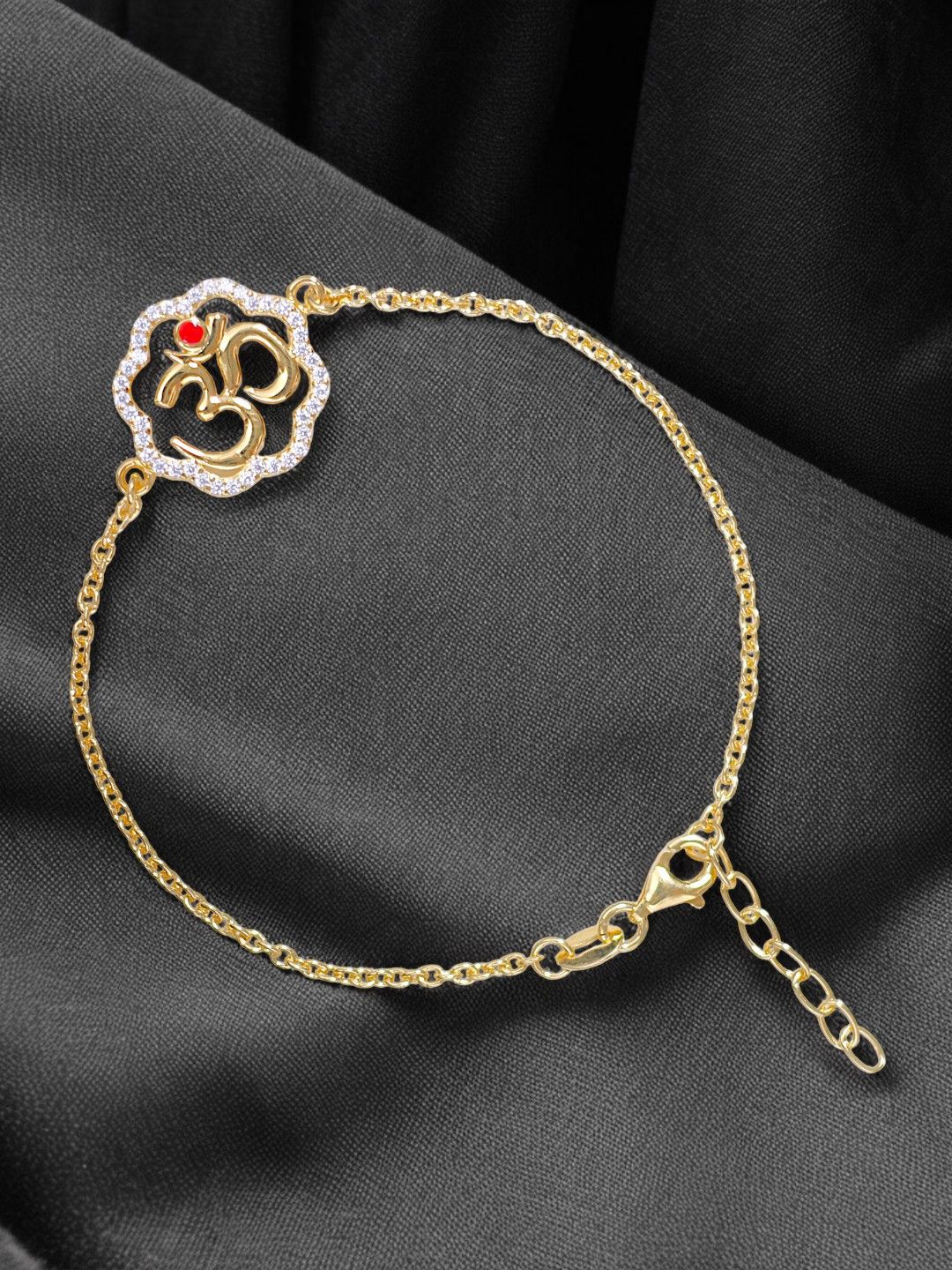 

Taraash 925 Sterling Silver Gold Plated Cubic zirconia Studded Wraparound Rakhi