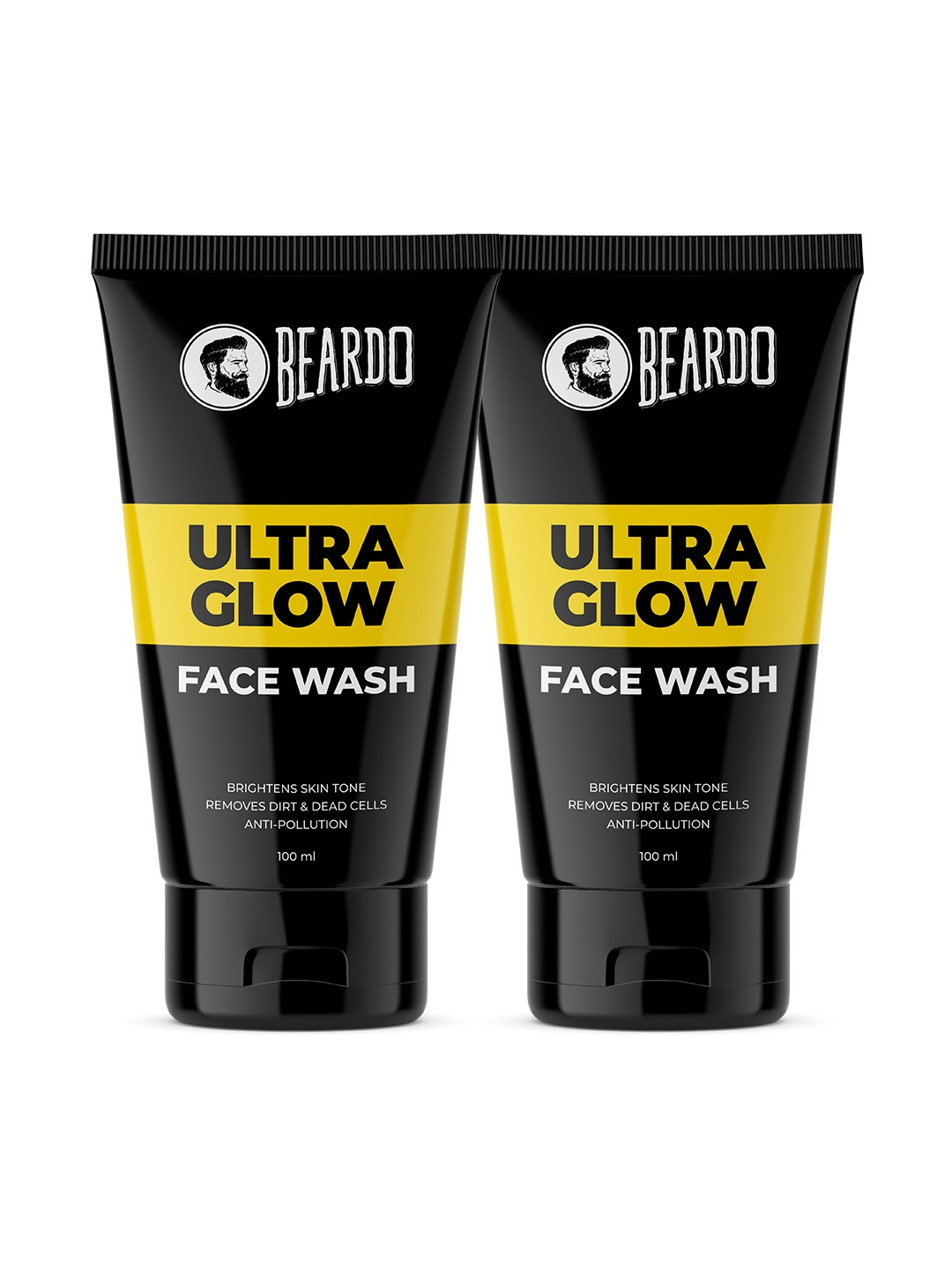 

BEARDO Men Set Of 2 Ultra Glow Face Wash To Brighten Skin Tone & Remove Dirt - 100ml Each, Black