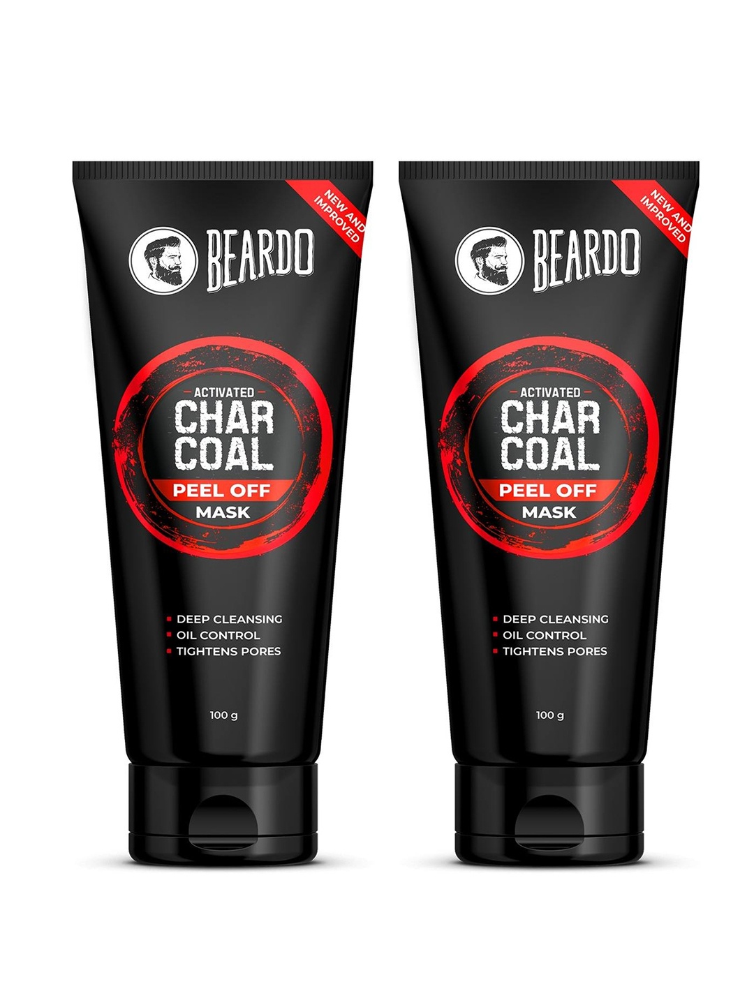 

BEARDO Set of 2 Activated Charcoal Peel Off Mask with Niacinamide - 100 g each, Black