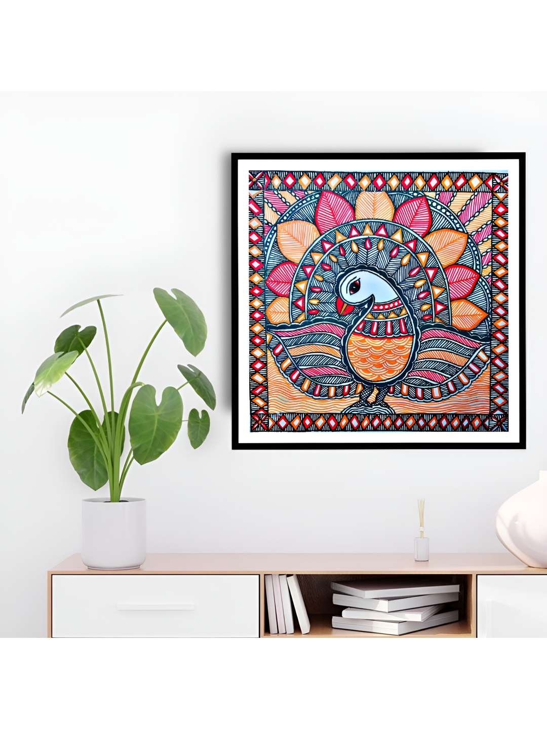

ARTDARSHAN Blue & Pink Bird Painting Wall Art