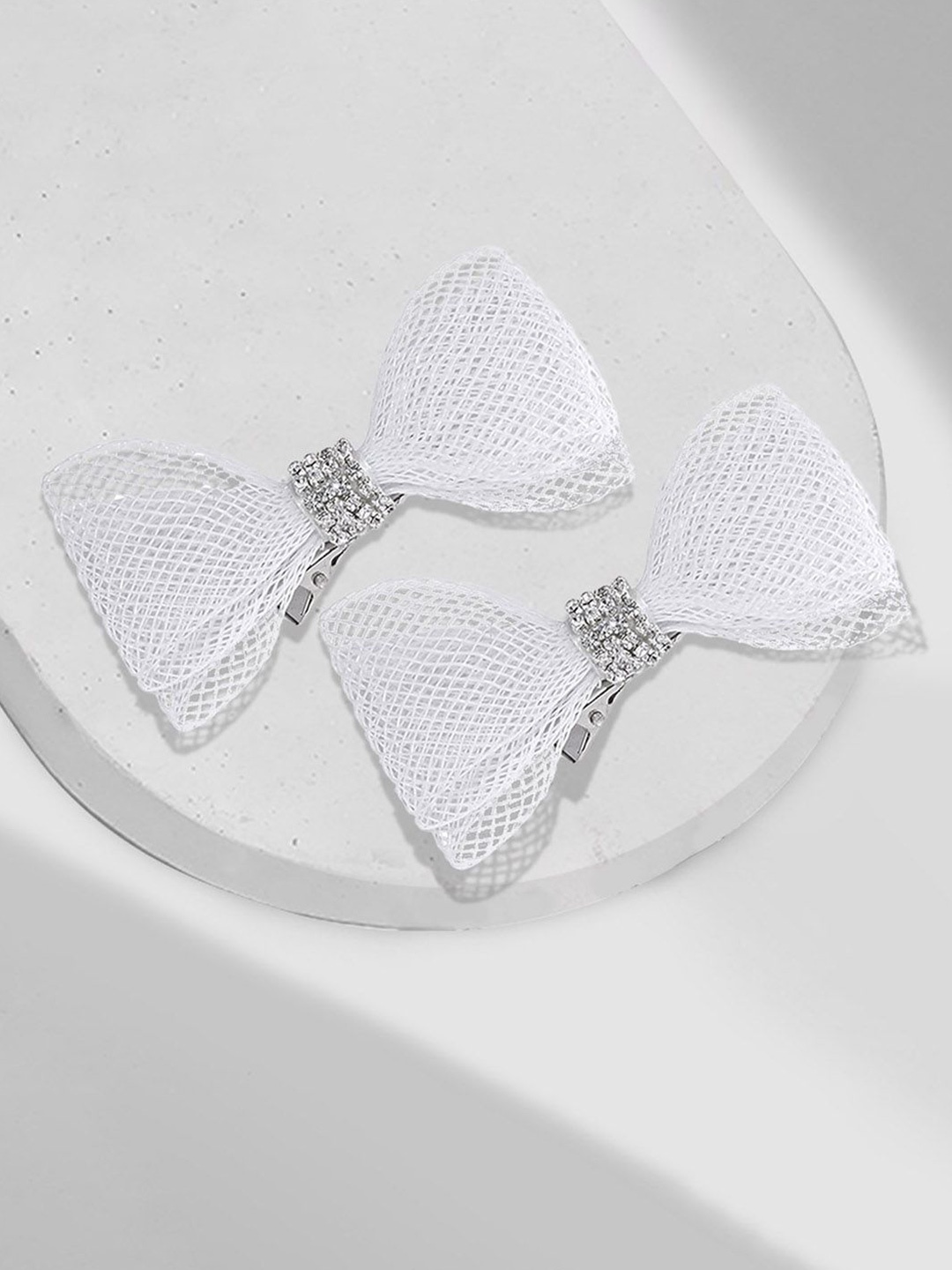 

HAIR DRAMA CO. Women Set of 2 Embellished Alligator Hair Clip, Silver