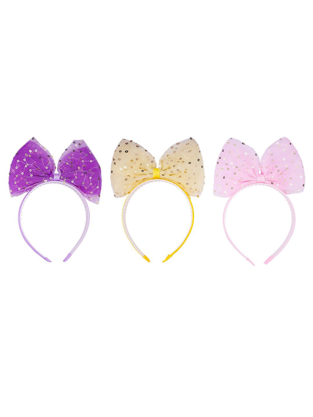 

HAIR DRAMA CO. Women Set of 3 Embellished Hairband, Purple