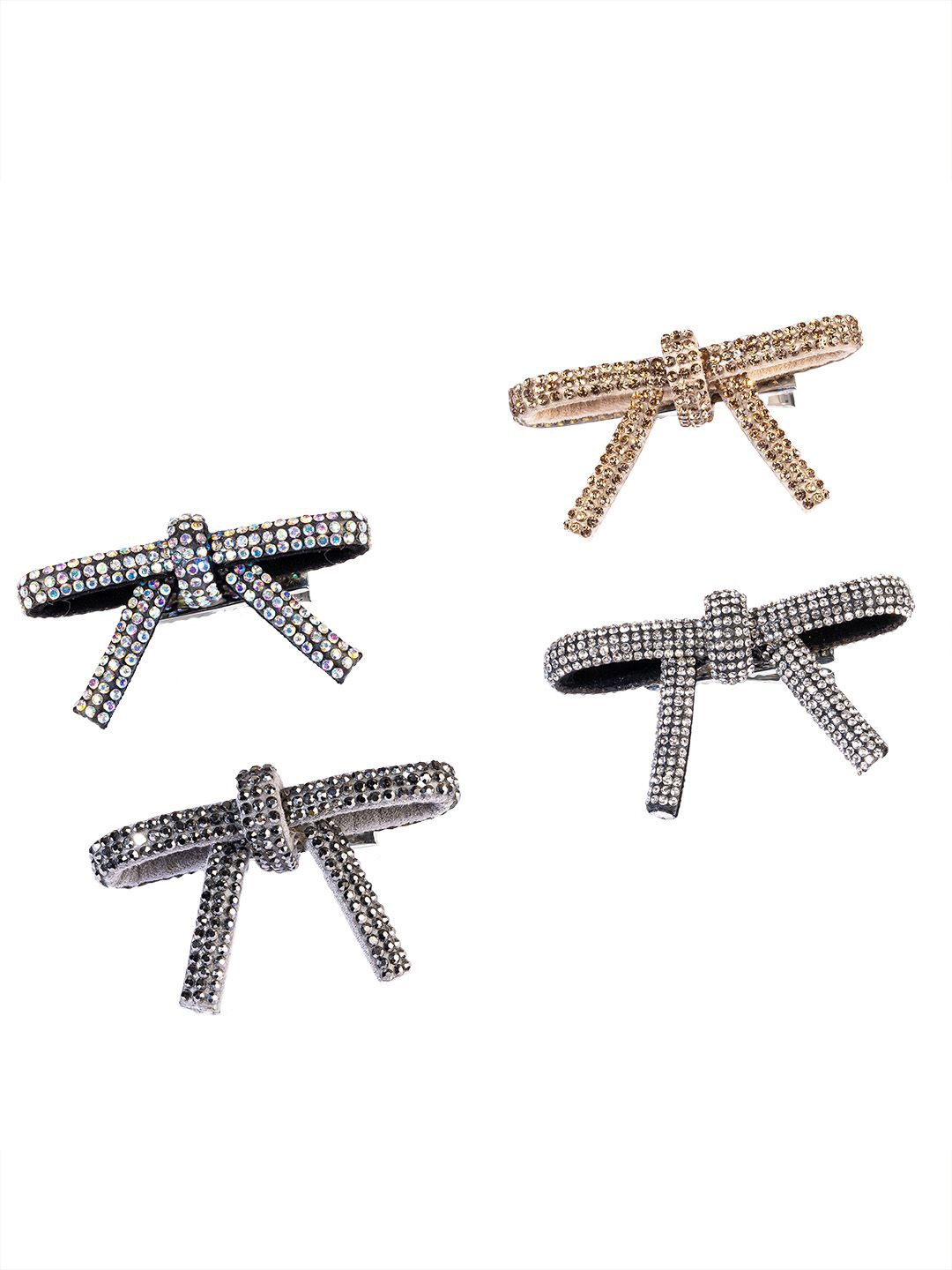 

HAIR DRAMA CO. Women Set of 4 Embellished Alligator Hair Clip, Black