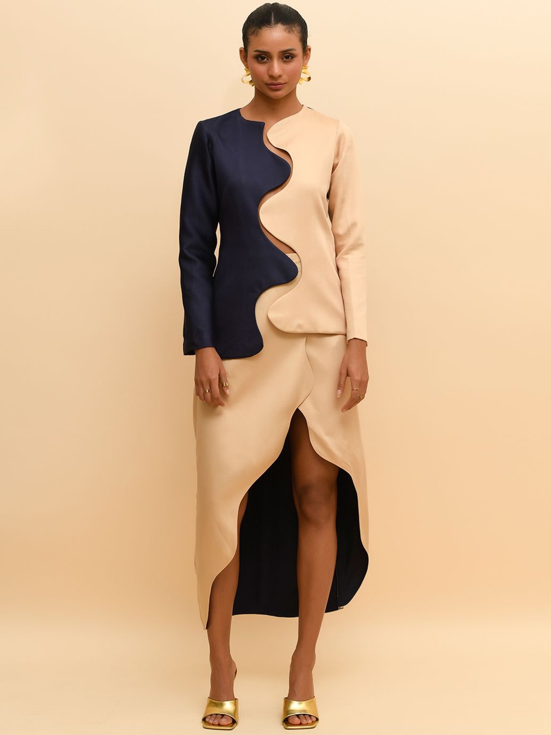 

R.Y by Rishi and Vibhuti Wrap Midi Skirt, Beige