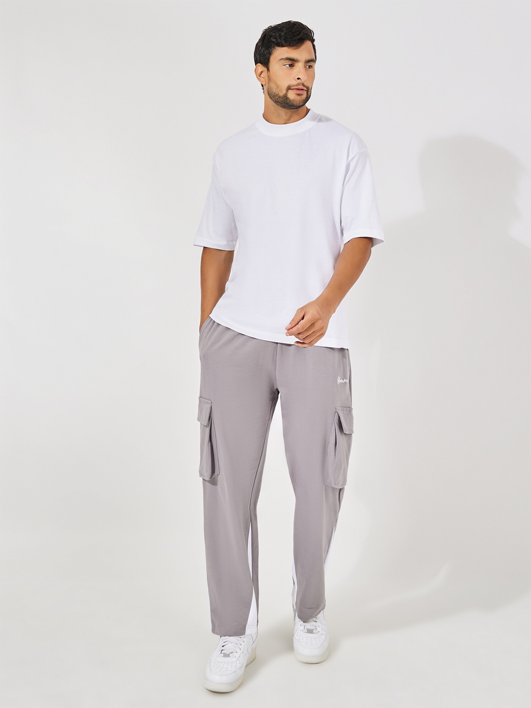 

Styli Men Open Hem Relaxed Fit Cargo Jogger, Grey