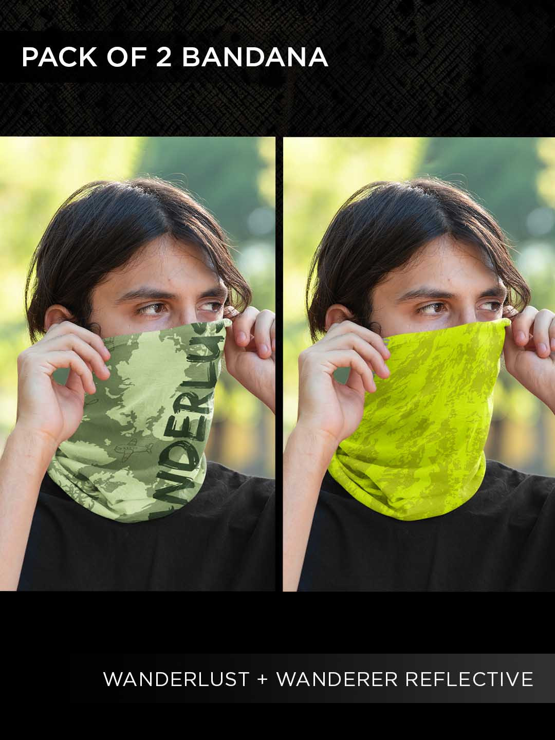 

WANDERLOOMS Unisex Pack of 2 Soft Breathable Multipurpose Headbands, Fluorescent green