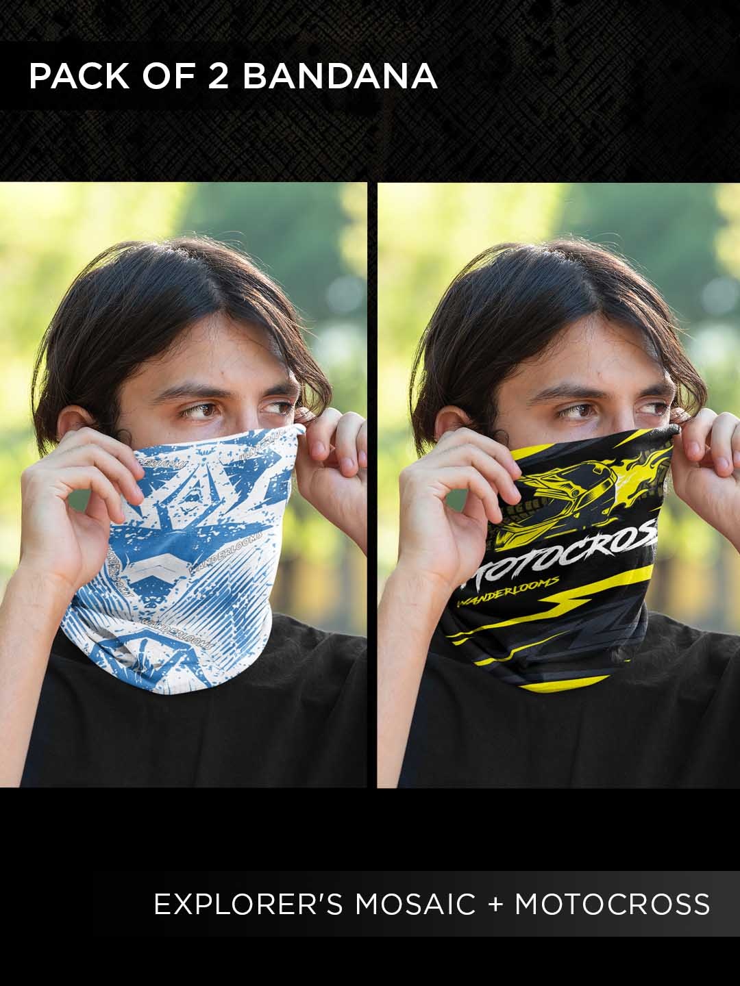 

WANDERLOOMS Pack of 2 Unisex Bandana Headband, Blue
