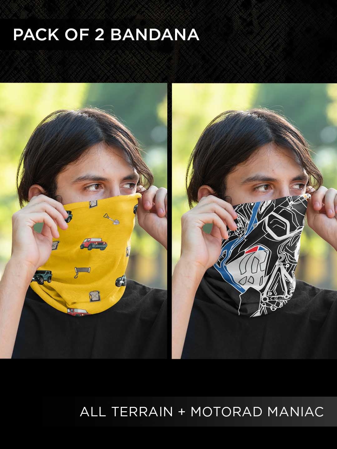 

WANDERLOOMS Unisex Pack of 2 Bandana Headband, Yellow