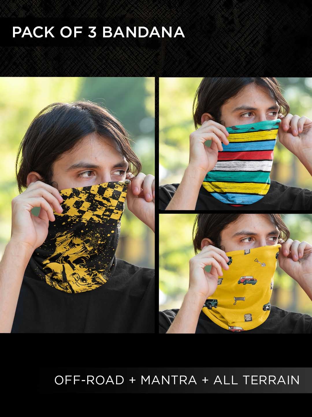 

WANDERLOOMS Pack of 3 Unisex Unisex Bandana Headband, Yellow