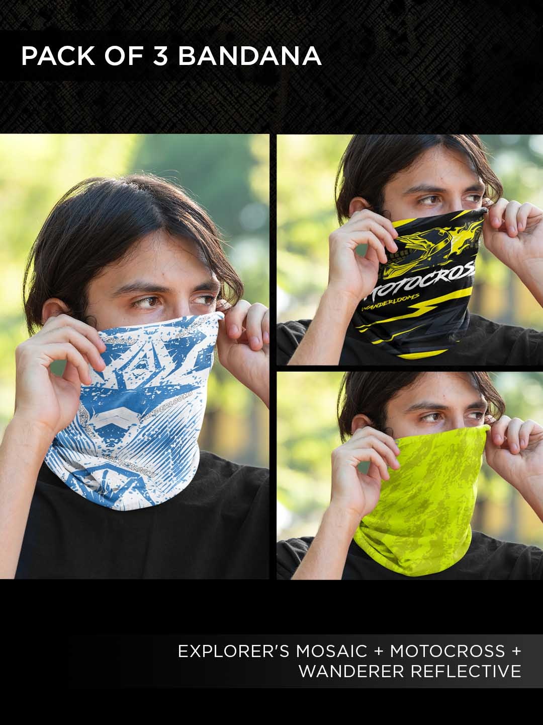 

WANDERLOOMS Unisex Pack of 3 Soft Bandana Headband, Green