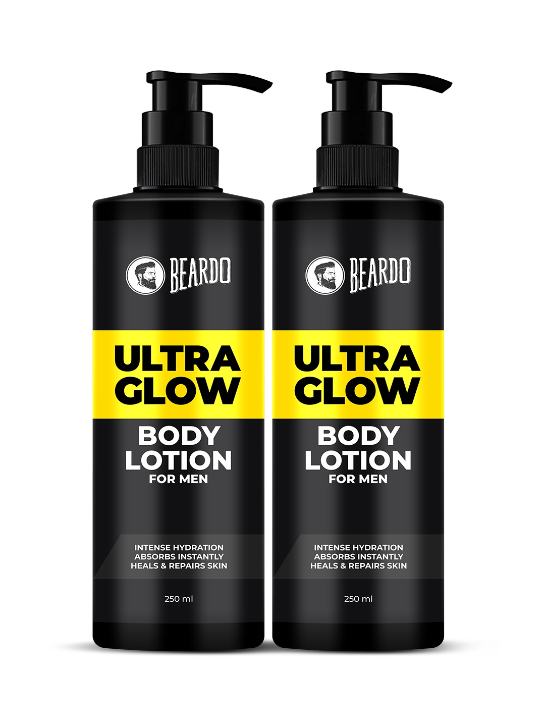 

BEARDO Men Set Of 2 Ultra Glow Body Lotion For Intense Hydration - 250ml Each, Black