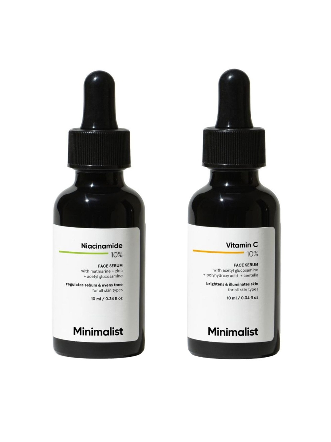 

Minimalist Set of Vitamin C 10% & Niacinamide 10% Face Serum - 10 ml each, White