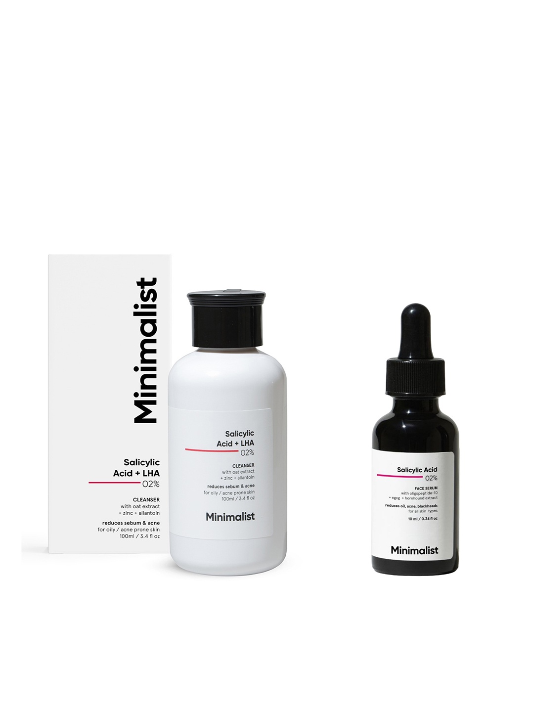 

Minimalist Set of Salicylic Acid 2% Face Serum - 10 ml & Face Wash - 100 ml, White