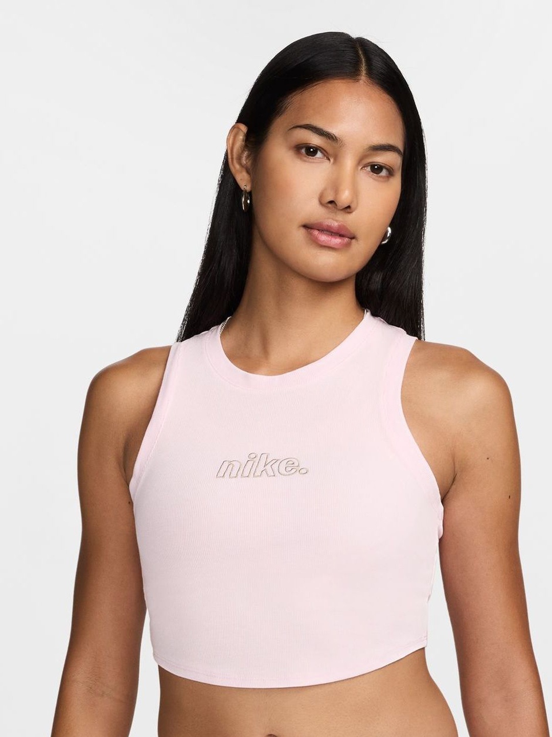

Nike Sportswear Chill Knit Women Cropped Mini-Rib Tank Cami Tops, Pink