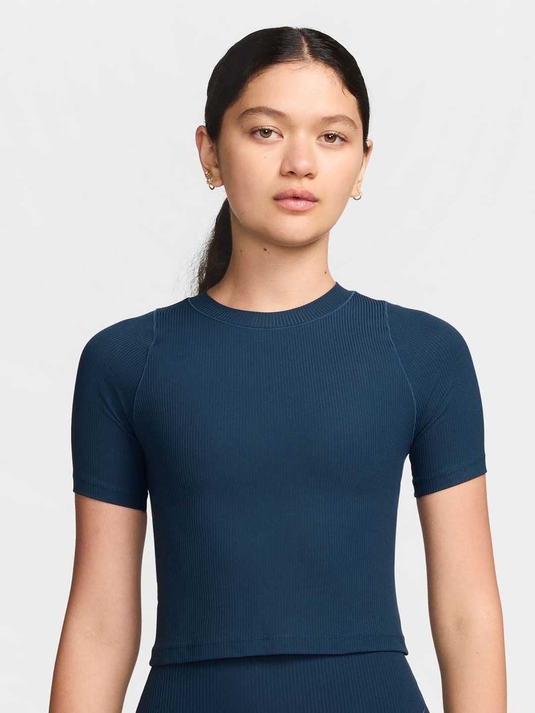 

Nike Zenvy Rib Women'Dri-FIT Short-Sleeve Top, Blue