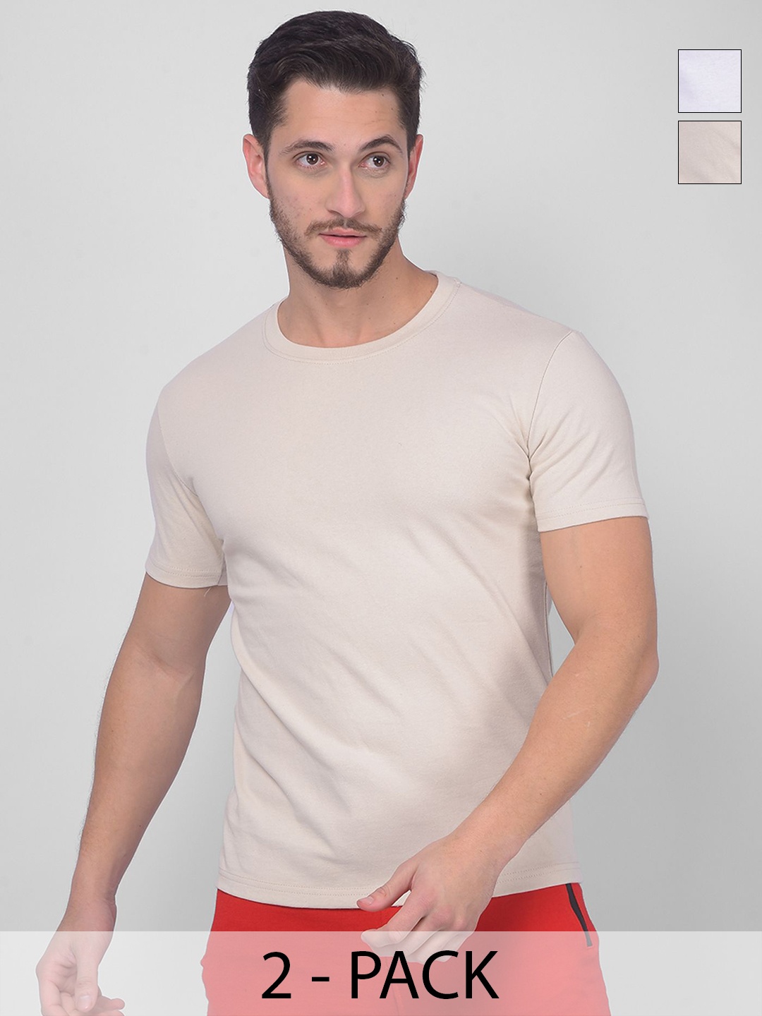 

Zeal Men Solid Round Neck Cotton T-Shirt, Off white