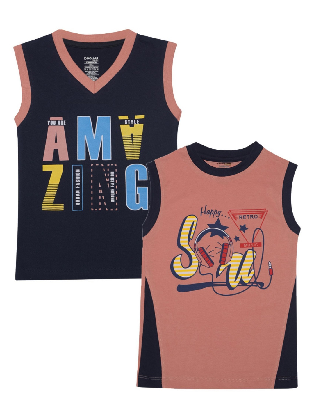 

Dollar Champion Kidswear Boys Pack Of 2 Printed T-shirt, Black