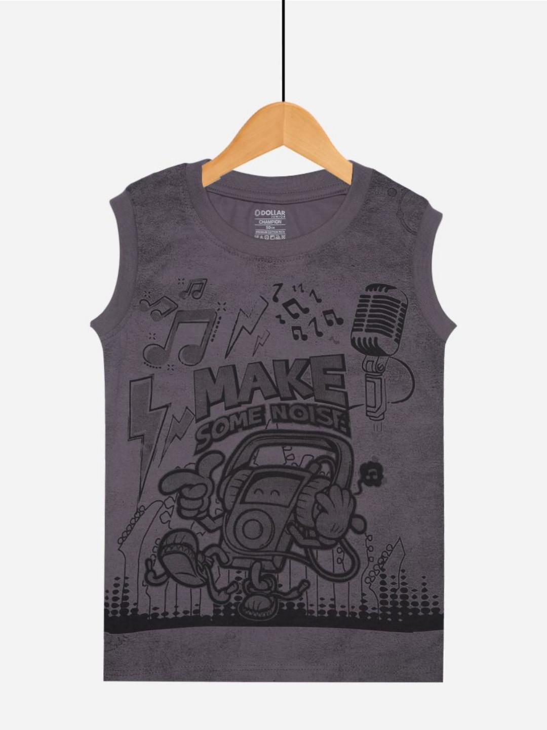 

Dollar Champion Kidswear Boys Graphic Printed Round Neck Cotton T-Shirt, Grey