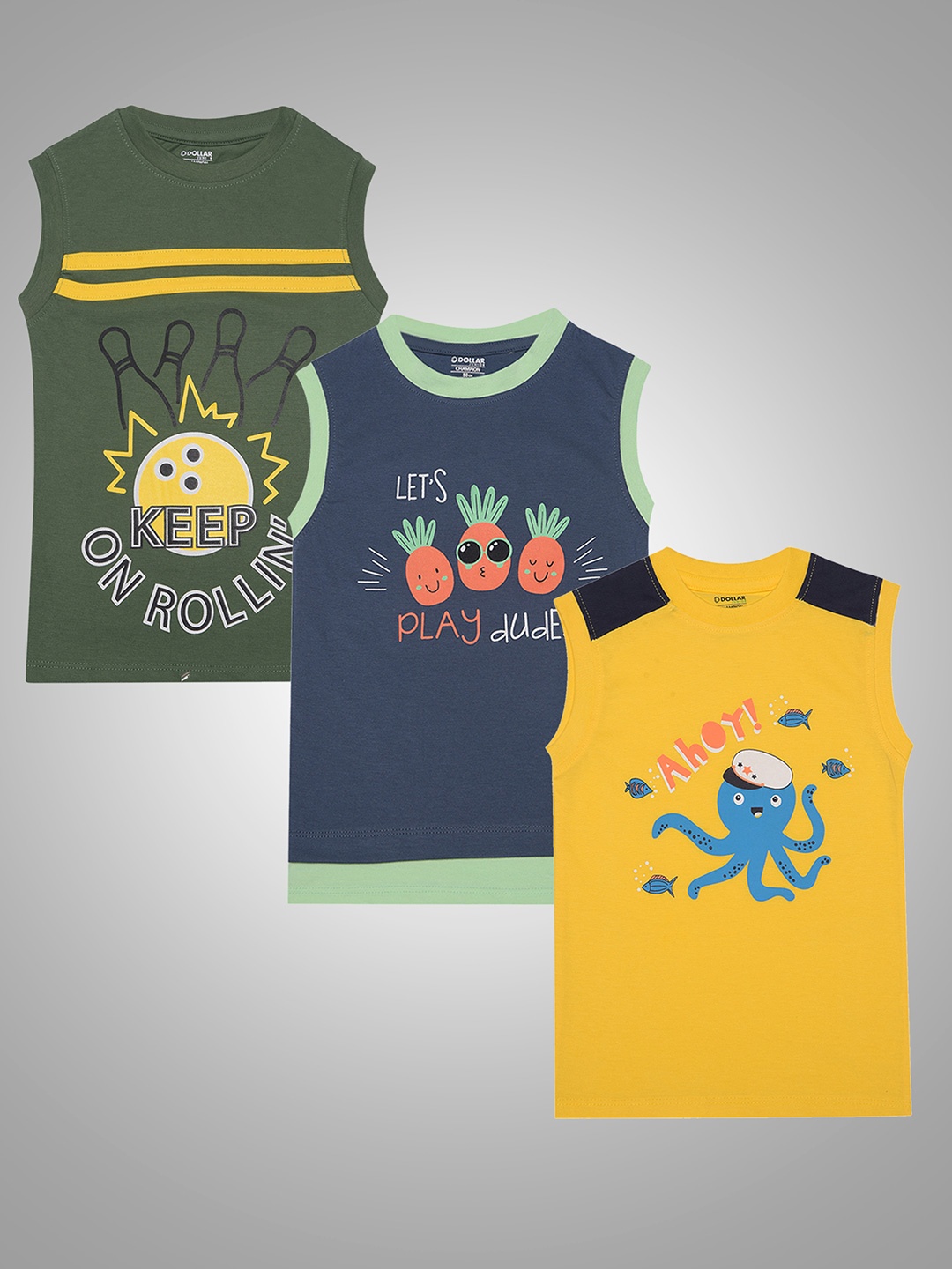 

Dollar Champion Kidswear Boys Pack Of 3 Graphic Printed T-shirts, Assorted