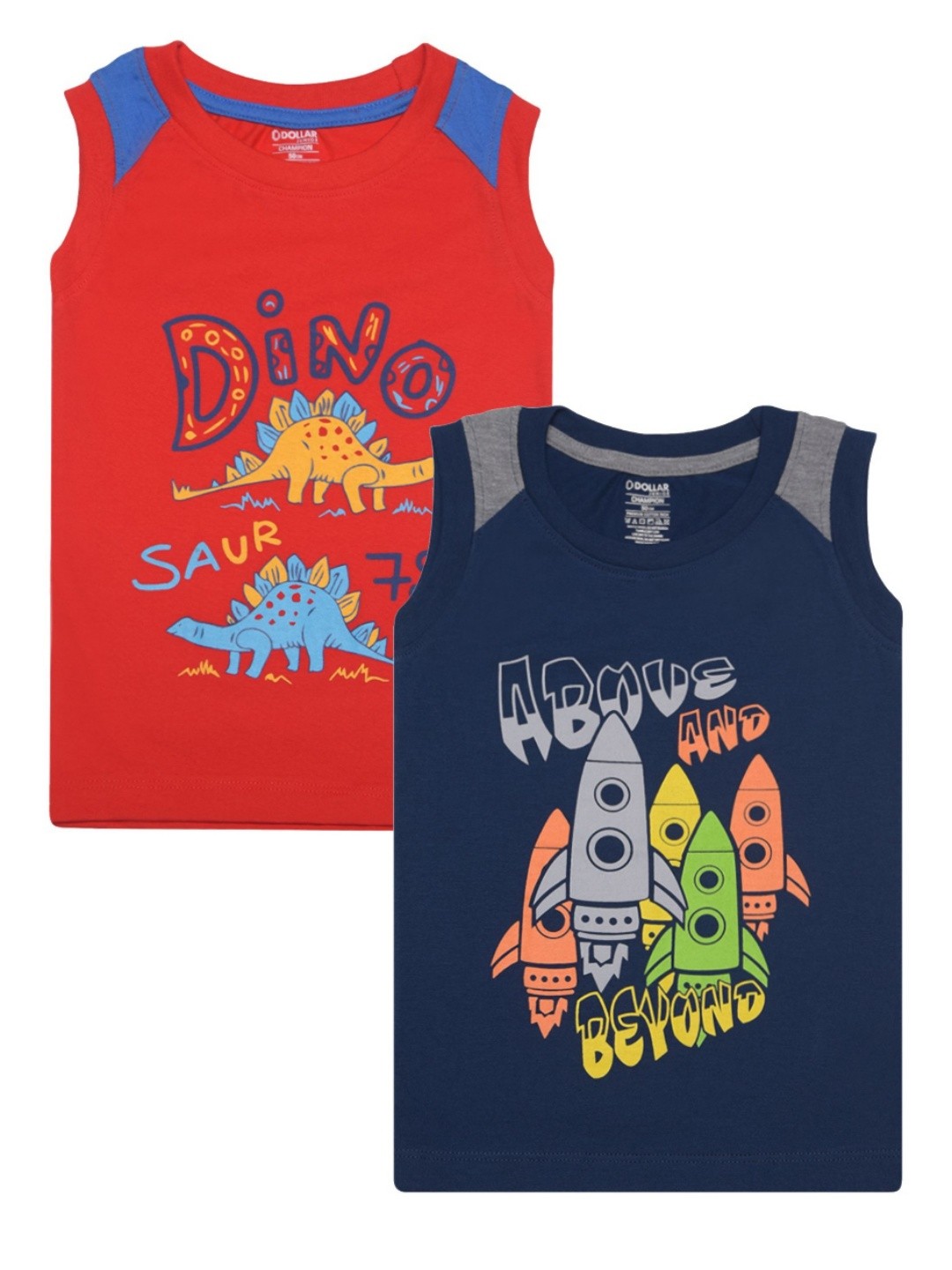 Dollar Champion Kidswear Boys Pack Of 2 Typography Printed T-shirt, Red