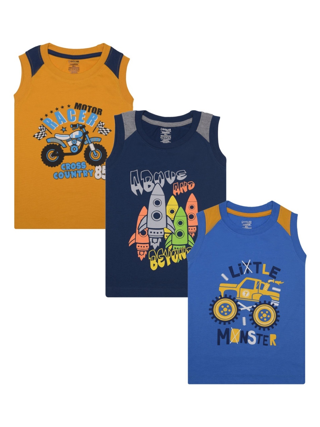 

Dollar Champion Kidswear Boys Pack Of 3 Printed T-shirt, Orange