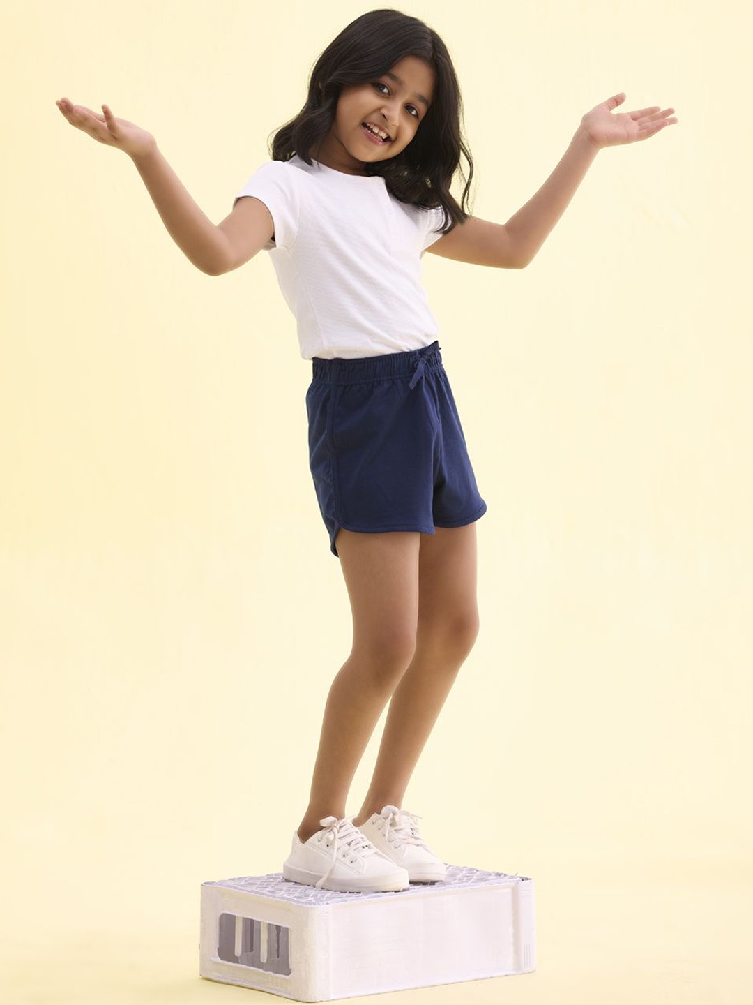

Go Colors Girls Relaxed Fit Cotton Mid Rise Shorts, Navy blue