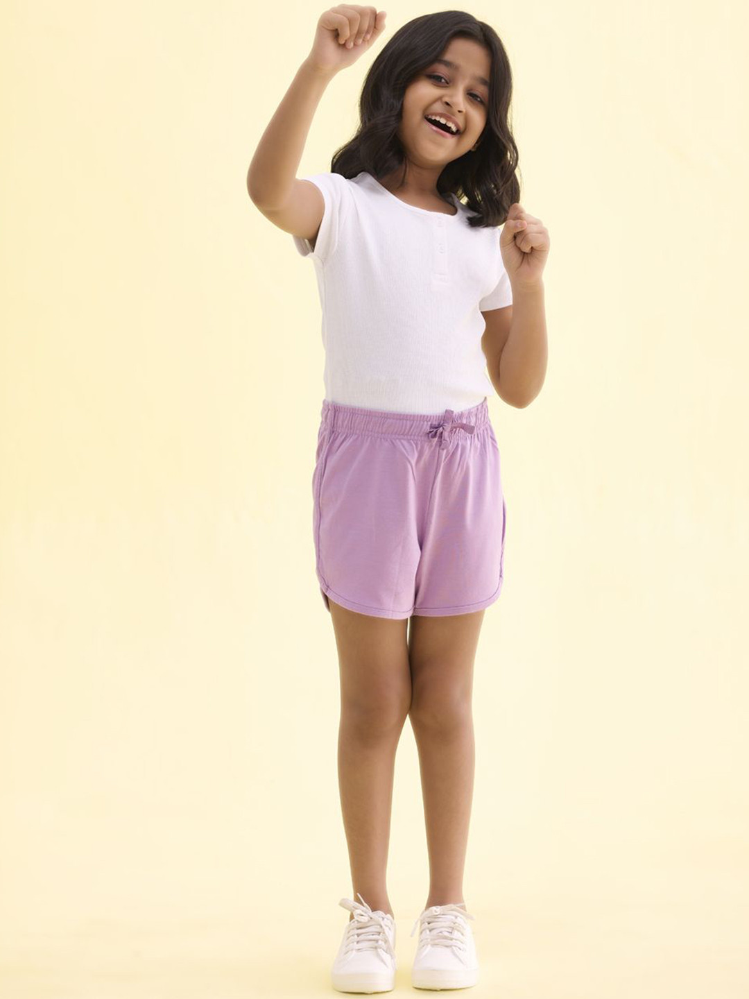 

Go Colors Girls Relaxed Fit Cotton Mid Rise Shorts, Purple