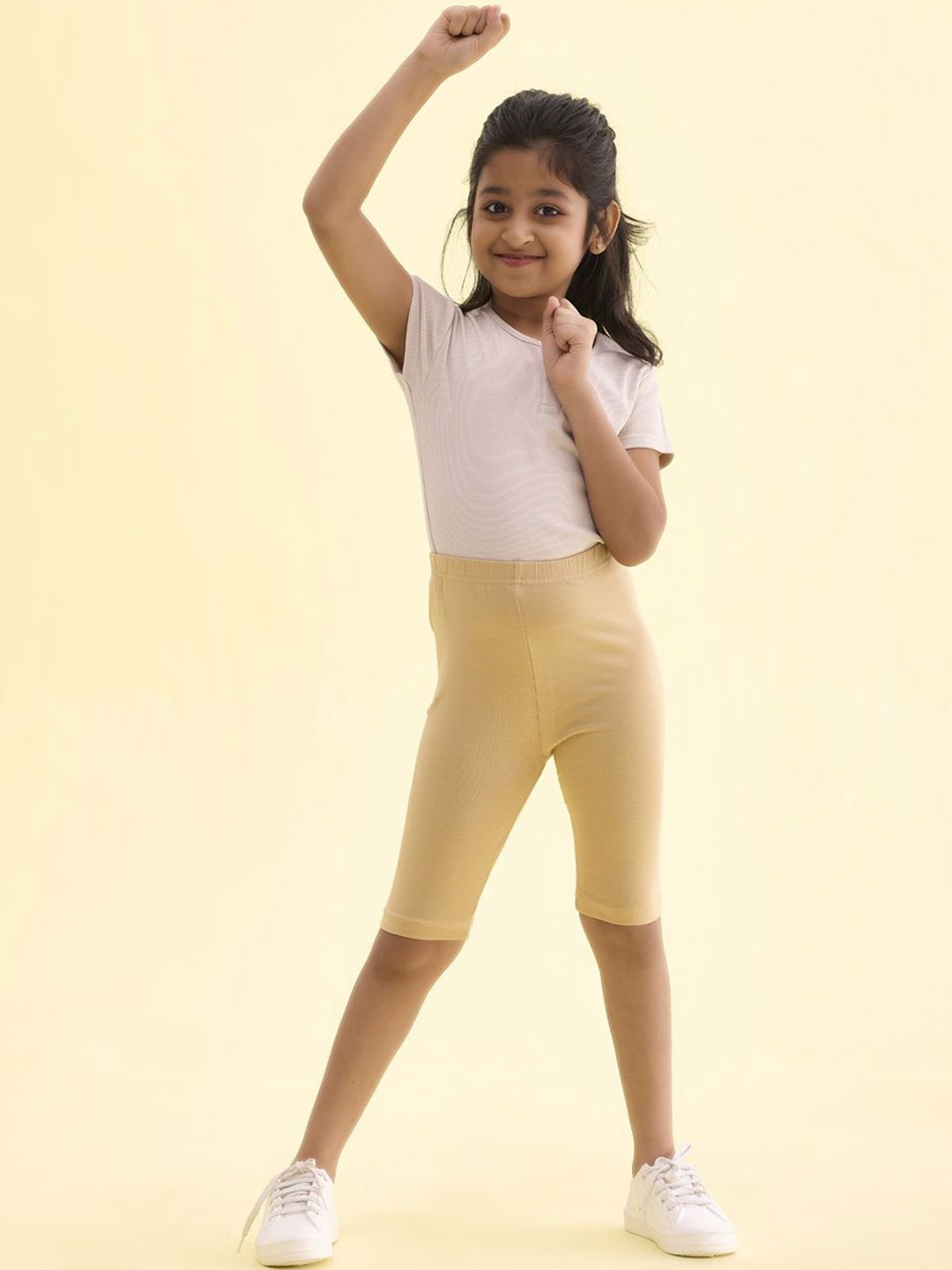 

Go Colors Girls Slim Fit Cycling Shorts, Beige