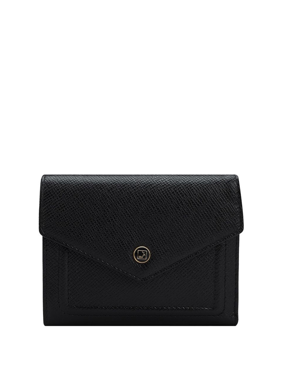 

Da Milano Women Woven Design Zip Detail Leather Wallet, Black